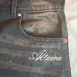 Altaira Dark Wash Embellished Denim Jeans With Rhinestone