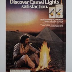 This image is a vintage advertisement for Camel Lights cigarettes,  from the late 1970s