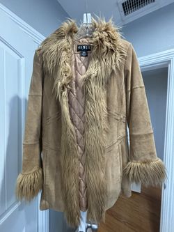 Brown Beige Leather Jacket - Size Small