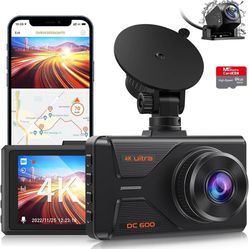 new Dash Cam Front and Rear, 4K/2K Full HD Dash Camera for Cars, Built-in WiFi GPS, Free 64GB SD Card, 170° Wide Angle Dashboard Camera Recorder, Nigh