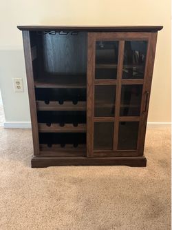 Walker Edison Wood Sliding Glass Door Bar Cabinet
