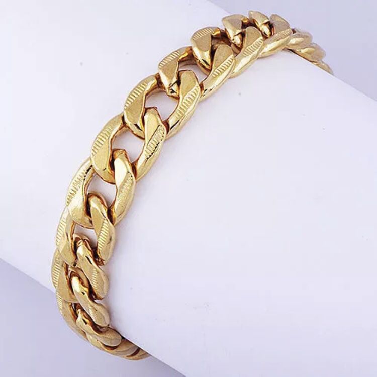 Gold filled unisex punk Cuban bracelet jewelry accessory men women unisex 12mm