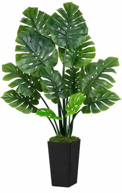 Upbud Artificial Monstera Plant, 5FT Fake Tree with Real Touch Green Leaves & Black Pot, 60in Tall Faux Floor Trees Deliciosa Fake Plants for Indoor O