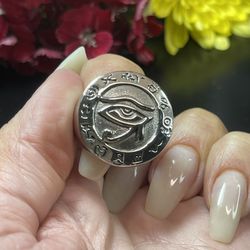 Stainless steel eye of ra horus ring size 8 to 13 option