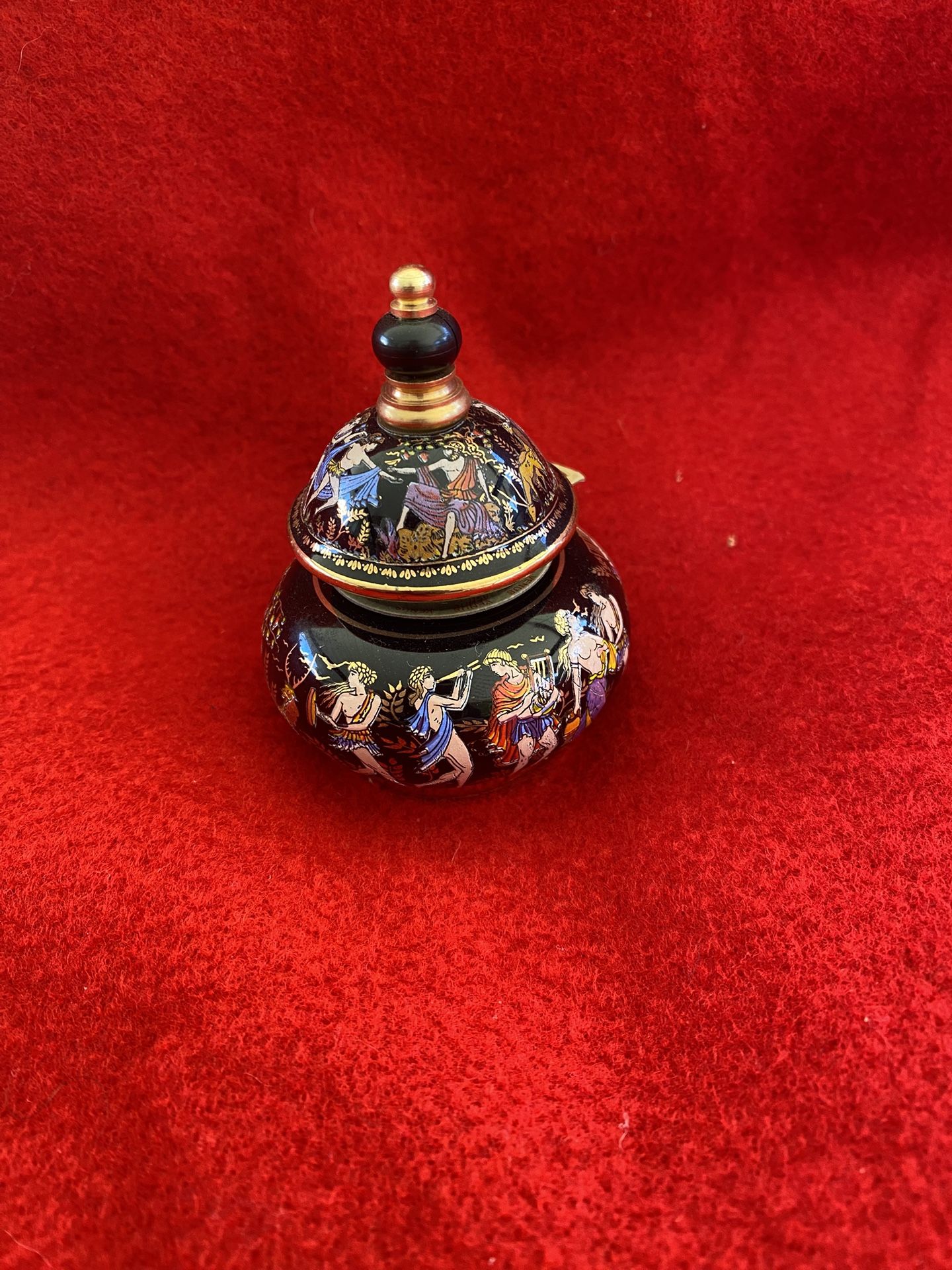 Vintage Black Made In Greece Greek 24k Gold Ceramic Oil/Perfume Collectibles Read Description (4 available)