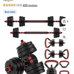 BalanceFrom BalanceFrom 60LB 4-in-1 Portable Changeable Dumbbell, Barbell, and Kettlebell Set with Adjustable