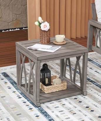 New Assembled Aluminum Outdoor Side Table, 20.3