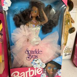 1991 Sparkle Eyes African American Barbie Doll, $100