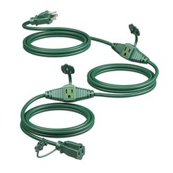 Dewenwils 25 ft. 16/3C SJTW Outdoor Extension Cord with 3-Prong 3 Outlets and Safety Cover, Green