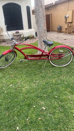 Red Stretch Cruiser Chopper Bicycle