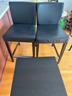 2 Black Bar Stools + free black table