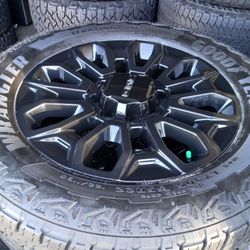 2025 NEW OEM ORIGINAL GMC SIERRA DENALI ULTIMATE 22 INCH HAVE TPMS SENSORS TIRES GOODYEAR WRANGLER TERRITORY ALL-TERRAIN 99.99 % $ 2995 