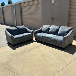 Gray Microfiber Couch & Loveseat Set