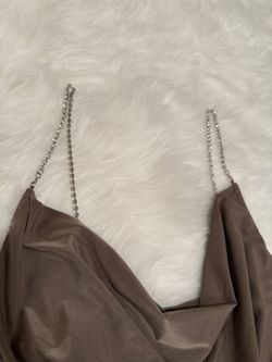 fashionable wool dress Chocolate Satin Padded Cup Mini Dress