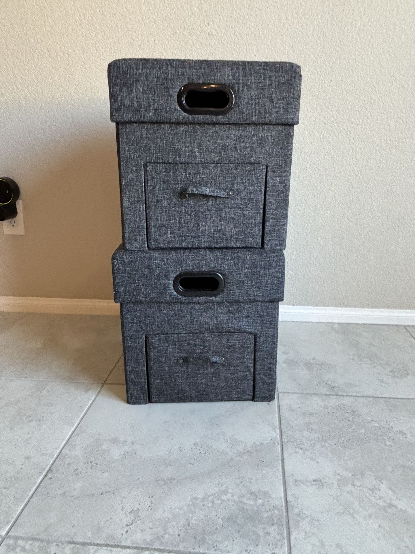 Gray Storage Ottomans Set
