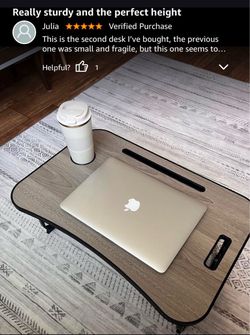 Foldable Lap Desk, Laptop Bed Desk, Portable Lap Table, Laptop Bed Table with Cup Holder & Tablet Slot & Lifting Handle for Working Writing Drawing & 