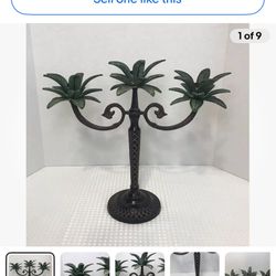palm tree 3 candle holder