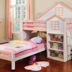Pink And White Bunk Bed & Drawers 