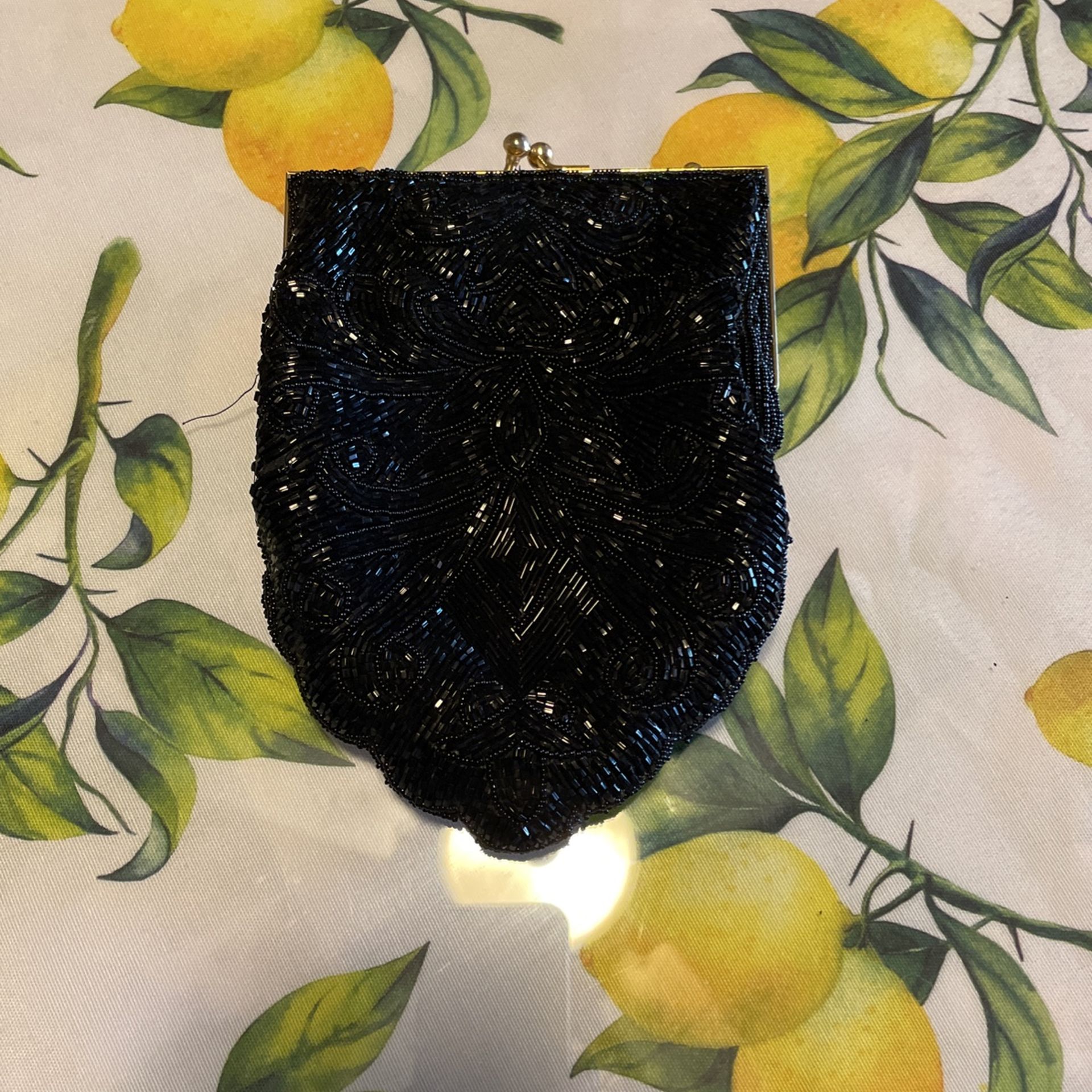 Black Beaded Evening Purse