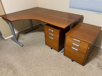 IKEA Table and two filing cabinets