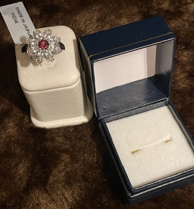 New, Firm, Size 7, Rajasthan Garnet & White Topaz Sterling Ring, 2.02 TCW