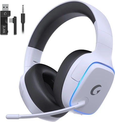 Wireless Gaming Headset for PS5, PS4, PC, Switch, 2.4GH Bluetooth 5.3 with Noise Canceling Mic, 7.1 Surround Sound, 70H Battery