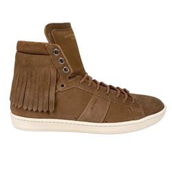 YSL Saint Laurent Brown Suede Leather High-Top Lace-Up Sneakers SL18 39 
