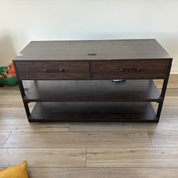 Modern Dark Wood TV Stand / Media Console with Storage