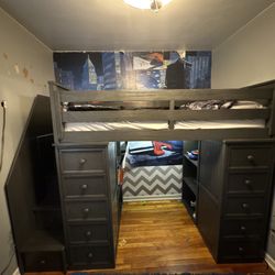 Twin Loft Bed - Weathered Grey