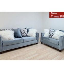 Beautiful Grey Two Piece Sofa Set