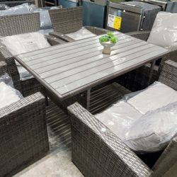 6 Piece Outdoor Patio Furniture Sets, Wicker Conversation Set for Porch Deck, Gray Rattan Sofa Chair with Cushion.  Coffee Table, All Weather Outdoor 