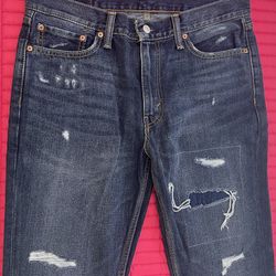 Levis 511 Slim Fit Jeans Destroyed Distressed Slim Fit Stretch Jeans Size 33-30