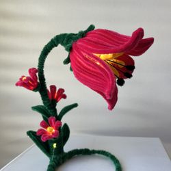 Handmade, flower. made of chenille wire, night light.