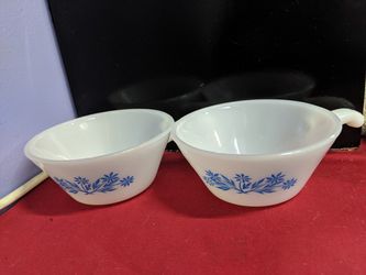 Vintage Set of 2 Fire King , Milk Glass Soup Bowls
