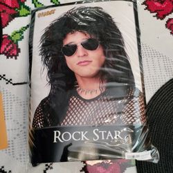Spirit Halloween Rock Star Wig, Blood, And Trick Or Treat Bag