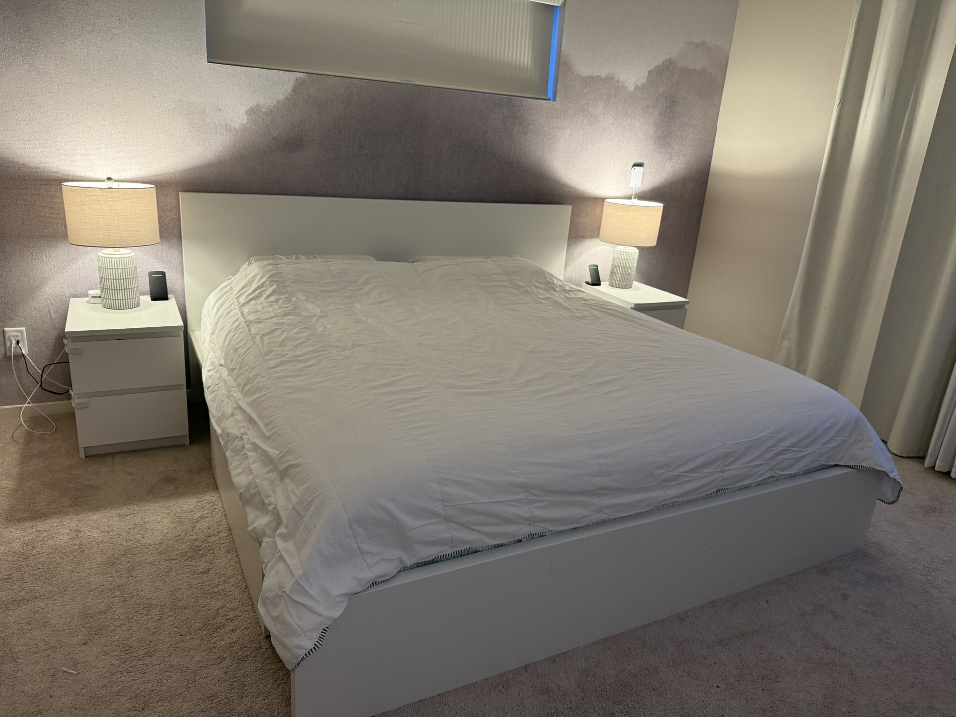 IKEA Mala High Frame Bed, Night Stands & Drawers