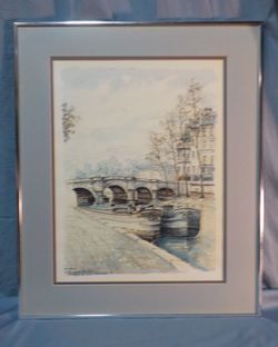 🗼 Original Signed 1983 Paris Art - "Les Péniches du pont nord" by D. Allairy 🎨