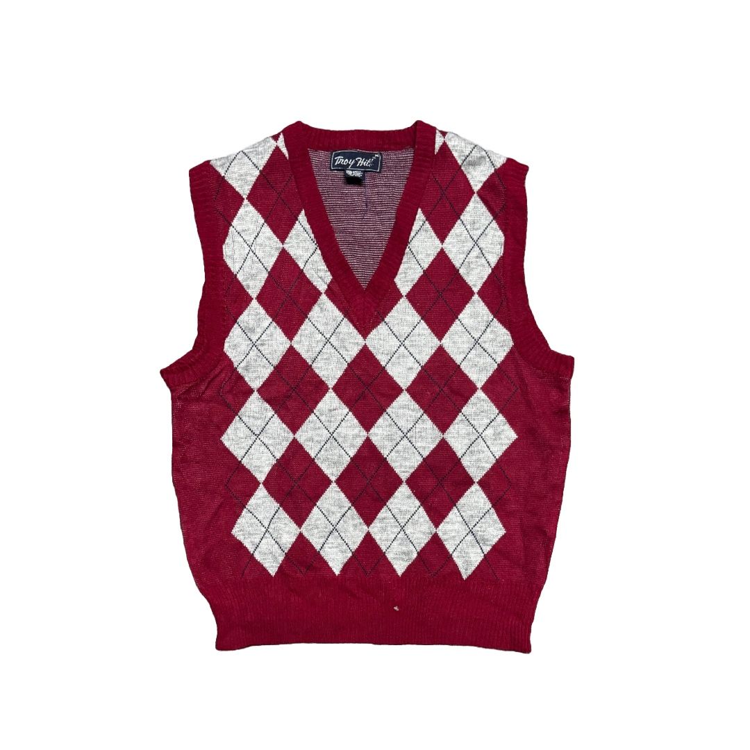 Vintage Troy Hill Argyle Sweater Vest Size Medium