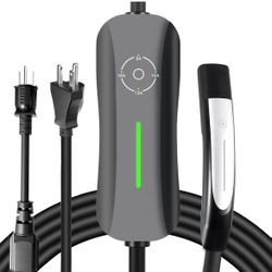 Tesla EV Charger,16 Amp 120V /240V,Adjustable Plug-in Electric Vehicle Charging Station with 21FT Cable NEMA 6-20 Plug NEMA 5-15 Adapter, Compatible w