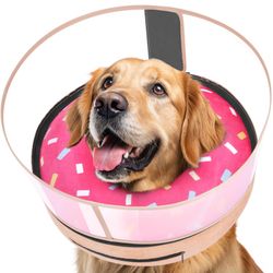 Didopet Inflatable Dog Cone With Anti-Licking Clear Shield, Protective Dog Donut Collar After Surgery, Adjustable Soft Recovery Cone For Pets, Alterna