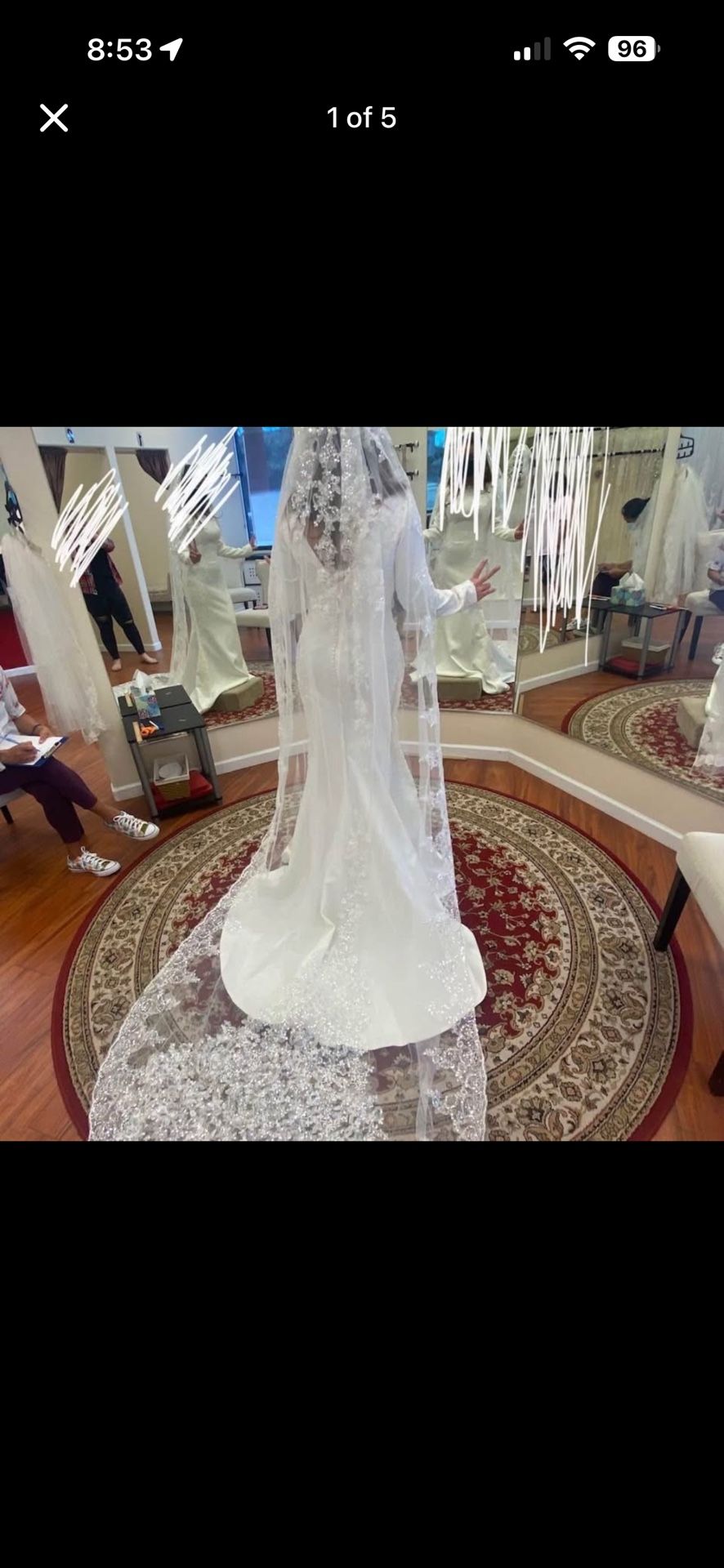 Beautiful Long Sleeve Spanish Beaded Mermaid Wedding Dress (BRAND NEW SIZE 10)