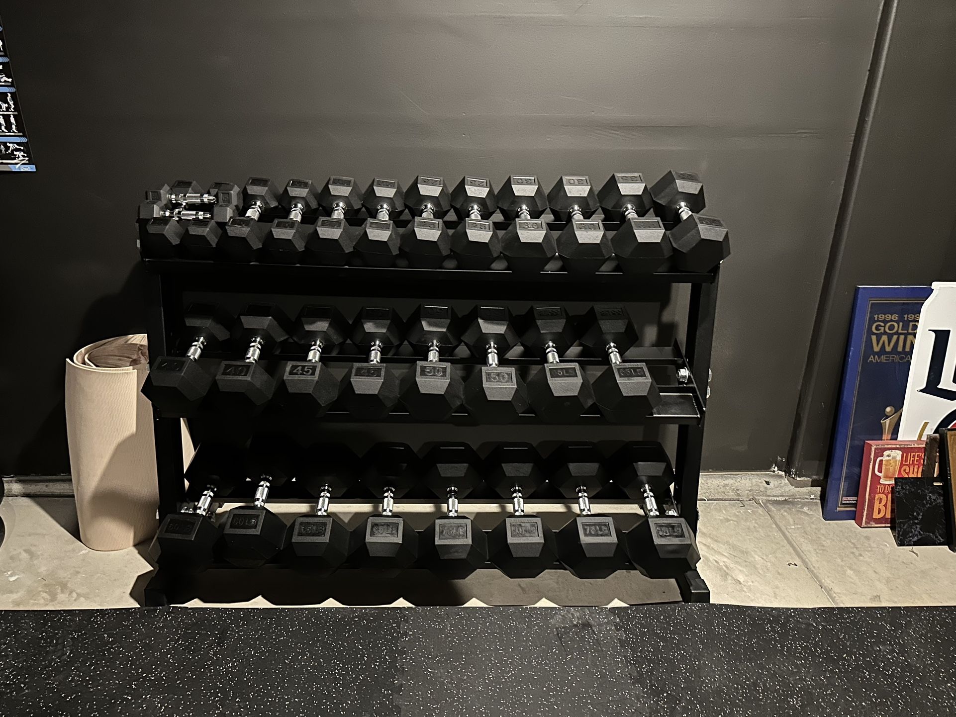 5-75lbs Dumbbells w/Rack