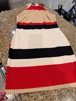 Striped Ribbed Knit Sleeveless Dress Windsor L