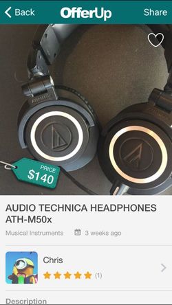Audio technica headphone ATH-M50x