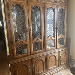 Vintage Wood China Cabinet