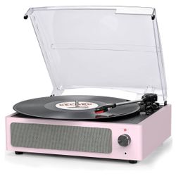 Vinyl Record Player with Speakers Turntable for Vinyls Records 3 Speed 3 Size Belt-Driven Wireless Receiver Portable All-in-1 Vinyl Players for Vinyls