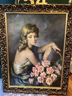 Flowers And Lady Original Oil