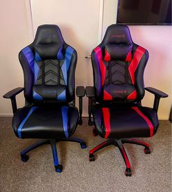 Set of 2 Emerge Gaming Chairs – Red & Blue – Great Condition