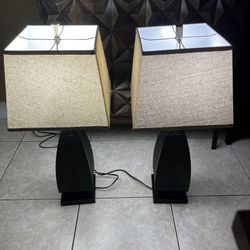 2 Bronze Metal Lamps With 💡 Lightbulbs… 32” Height By 14” Wide(Shade)…BOTH $45