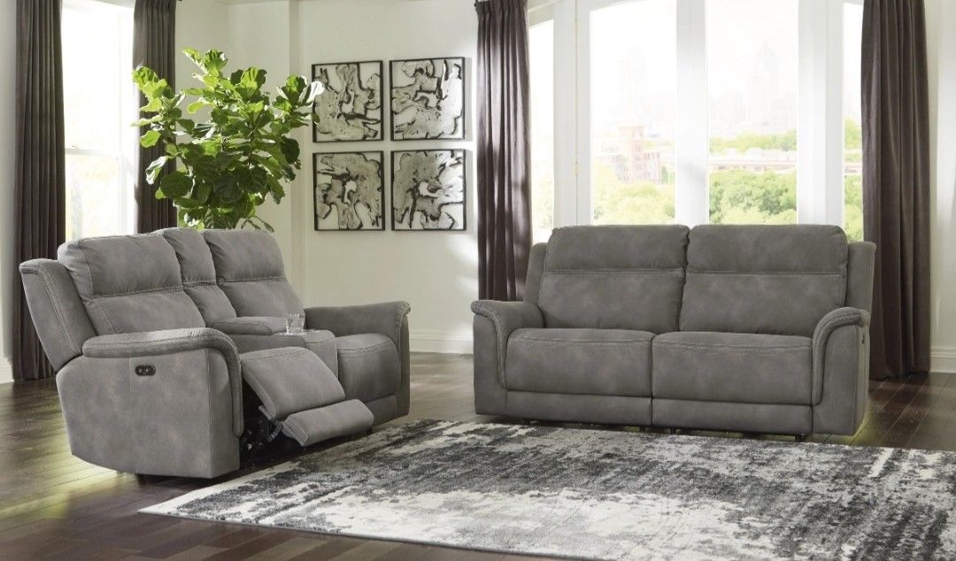 Next-Gen DuraPella Slate Power Reclining Living Room Set